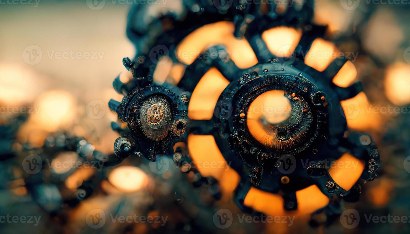 Mechanical background, gears. AI render. photo