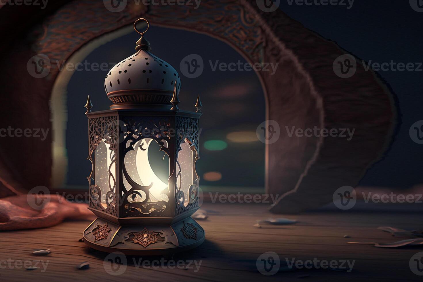 arabic lantern of ramadan celebration background illustration, islamic ornament, , generative, ai, photo