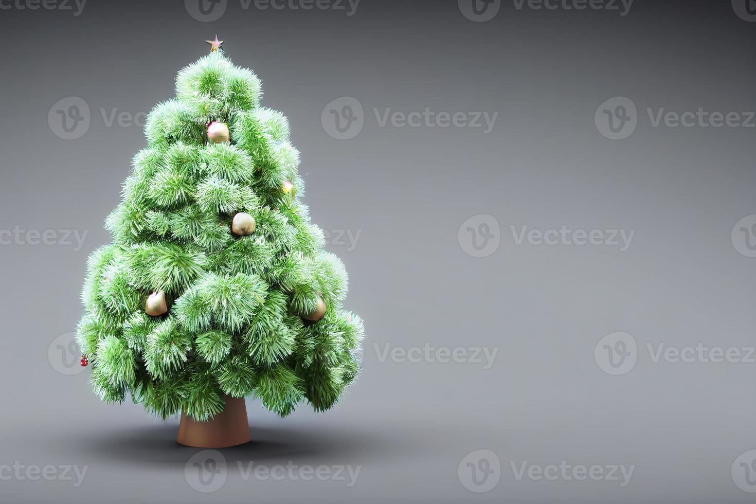 Fluffy beautiful Christmas tree. AI render. photo