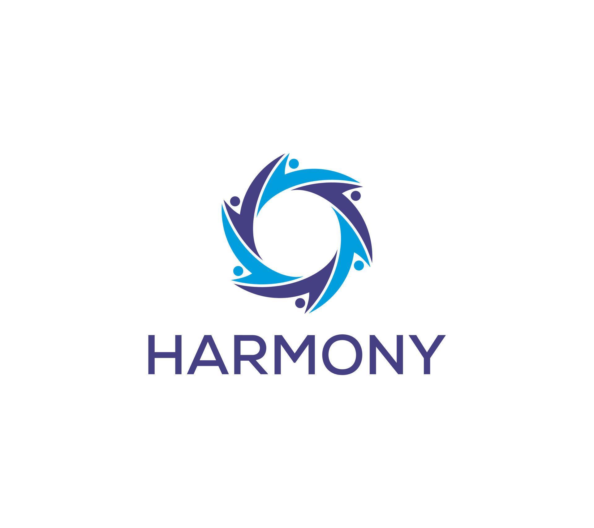 Harmony logo is consistency, unity, alliance, team, teamwork, on white