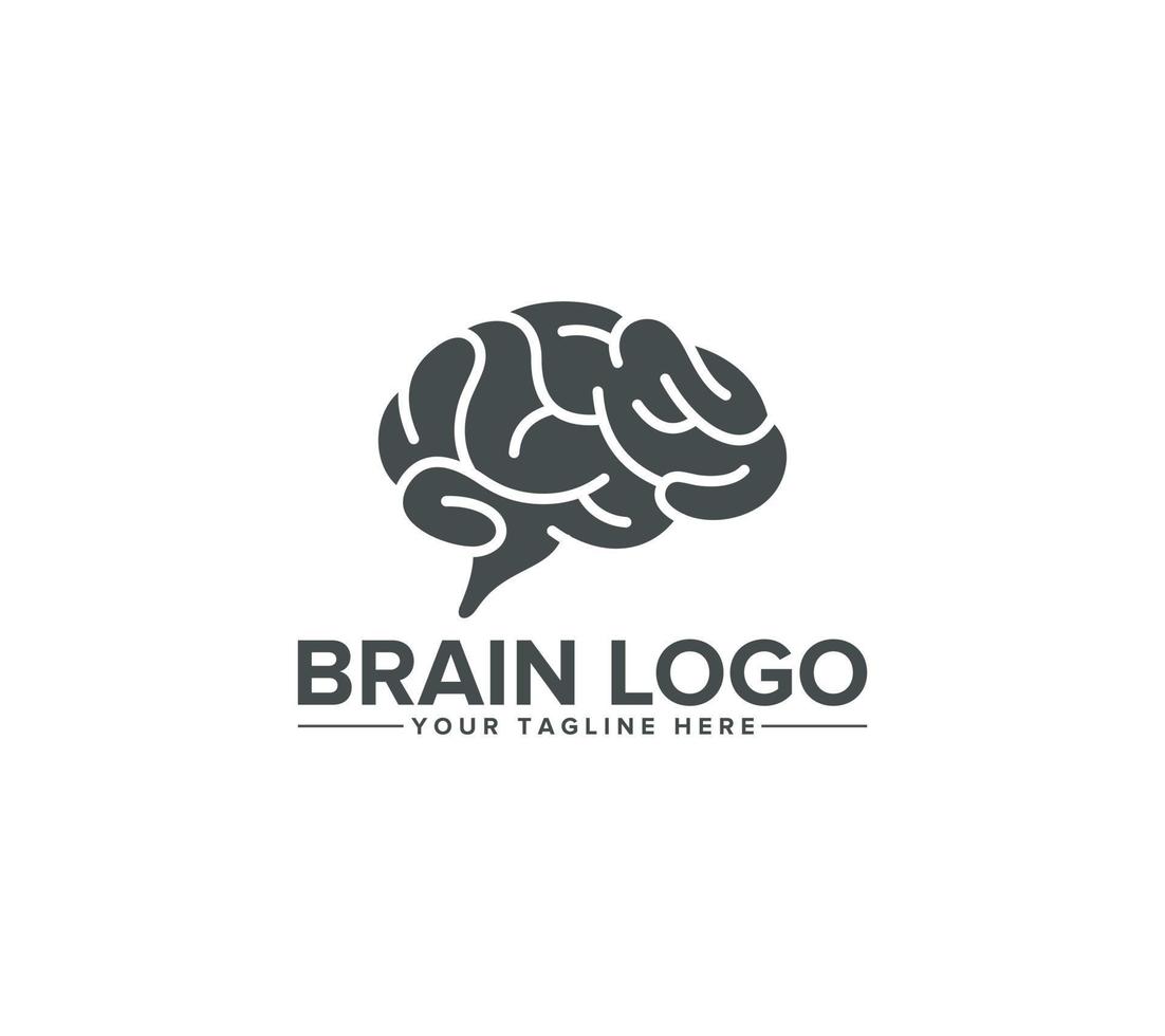 Brain logo design with brainstorm power think idea concept. Vector illustration.