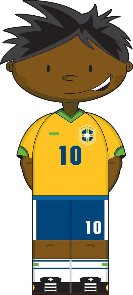 Cute Cartoon Brazil Football Soccer Player - Sports Illustration vector