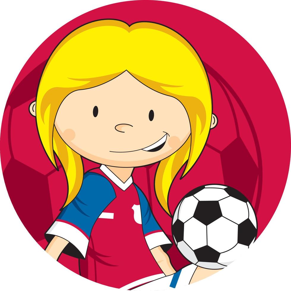 linda dibujos animados niña fútbol americano fútbol jugador - Deportes ilustración vector