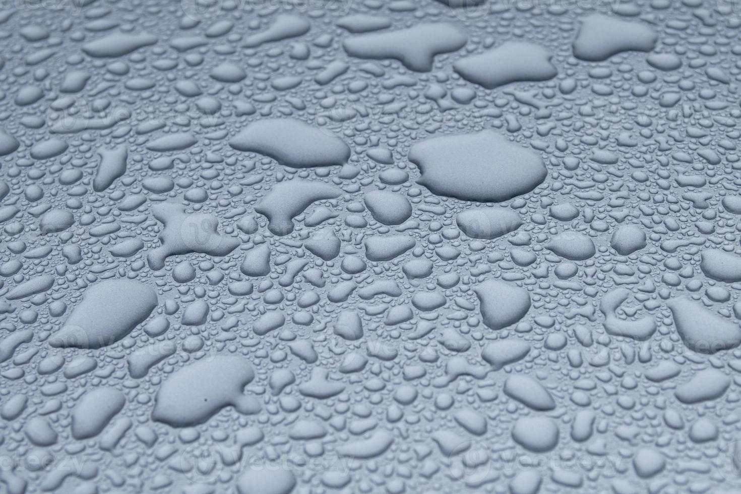 Water of drops on grey defocused background full frame photo