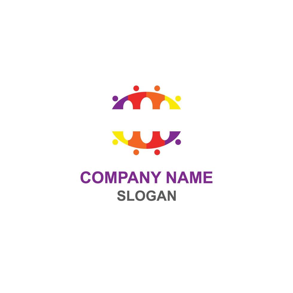 Happy family community, with colorful mirrored bridge shape logo. vector