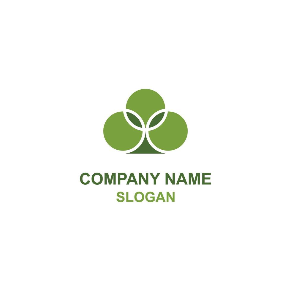 Three green clover leaf, circle negative space logo. vector