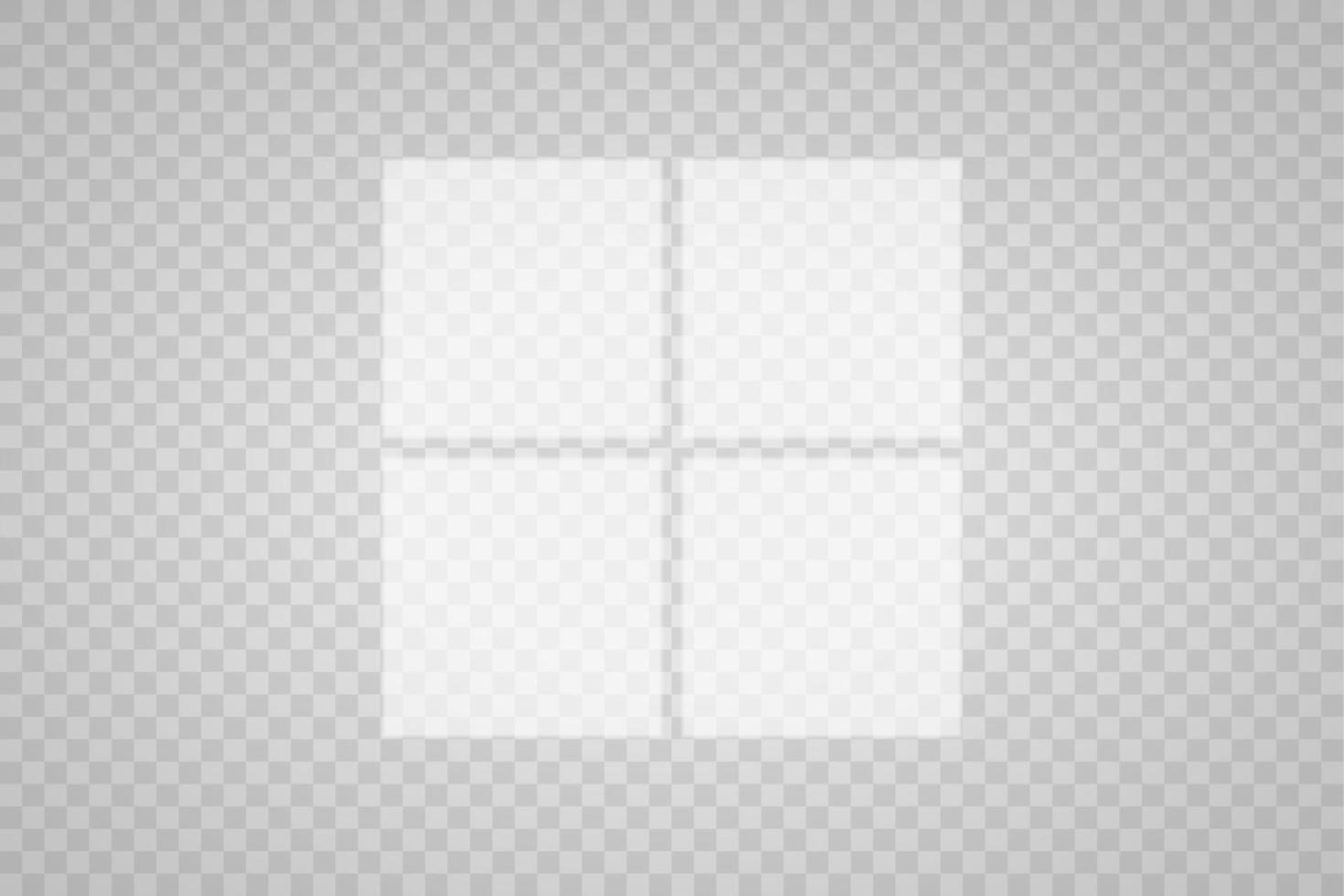 Transparent overlay windows and blinds shadow. Realistic light effect of shadows and natural lighting. vector