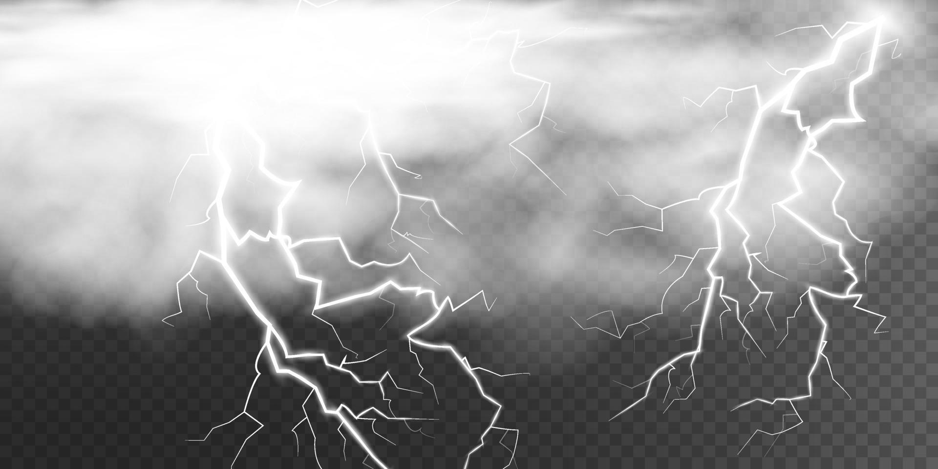 Thunderstorm with lightning and clouds. vector