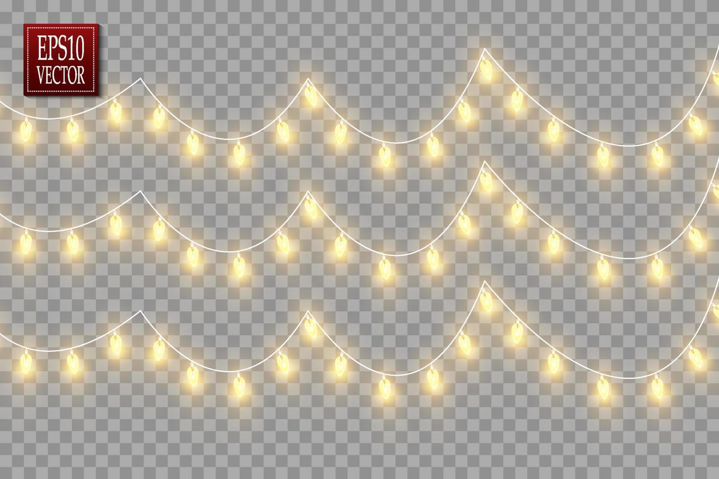 Christmas garland isolated. Glowing yellow light bulbs. vector