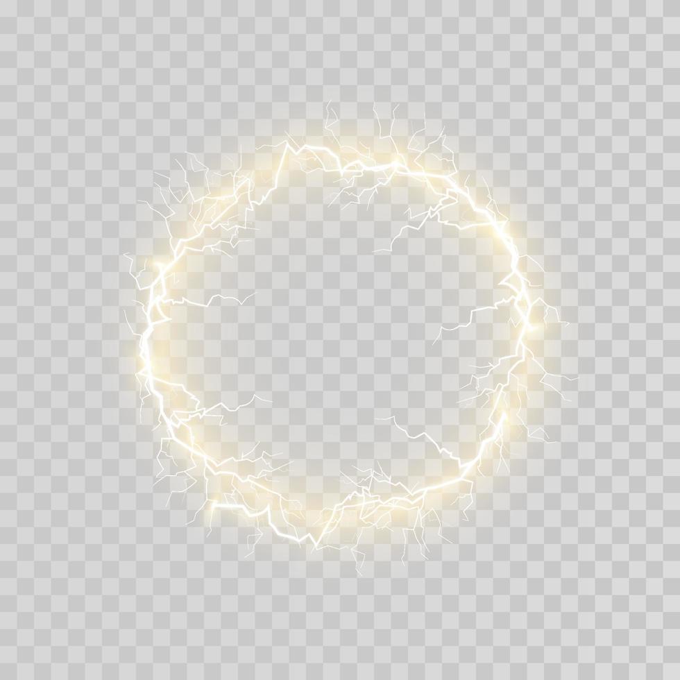 Yellow Ball lightning. Abstract electric lightning strike. Light flash, thunder, spark. vector