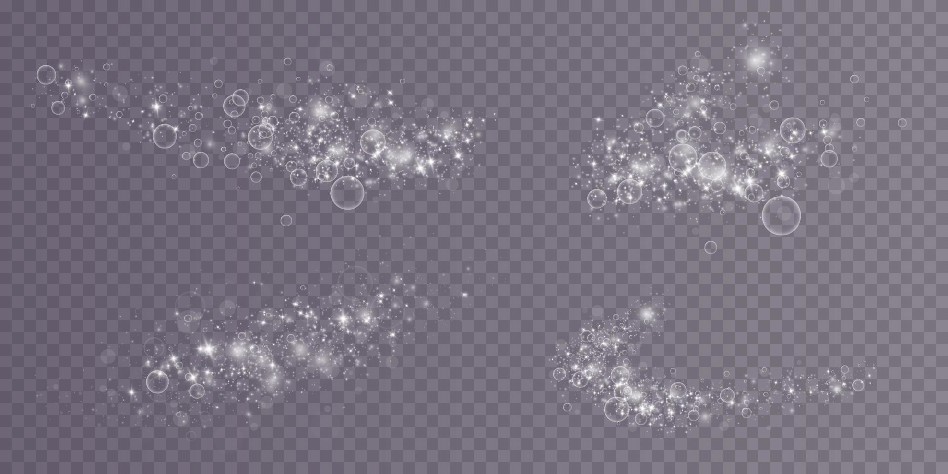 Light abstract glowing bokeh lights. Light bokeh effect isolated on transparent background. Christmas background from shining dust. Christmas concept flare sparkle. vector