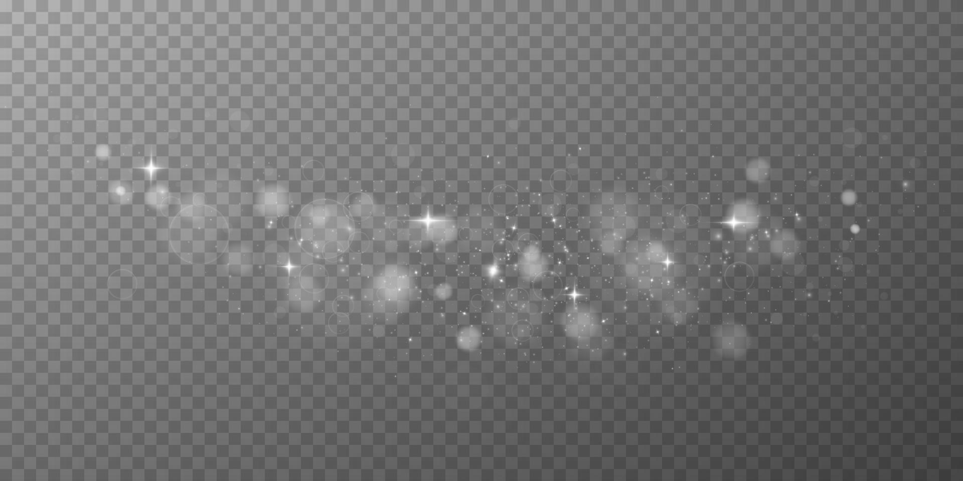 Light abstract glowing bokeh lights. Light bokeh effect isolated on transparent background. Christmas background from shining dust. Christmas concept flare sparkle. vector