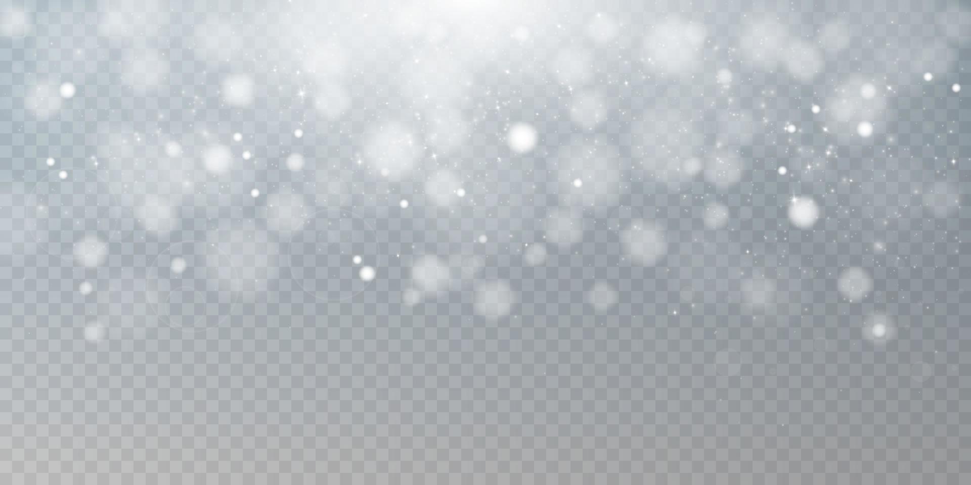 Light abstract glowing bokeh lights. Light bokeh effect isolated on transparent background. Christmas background from shining dust. Christmas concept flare sparkle. vector