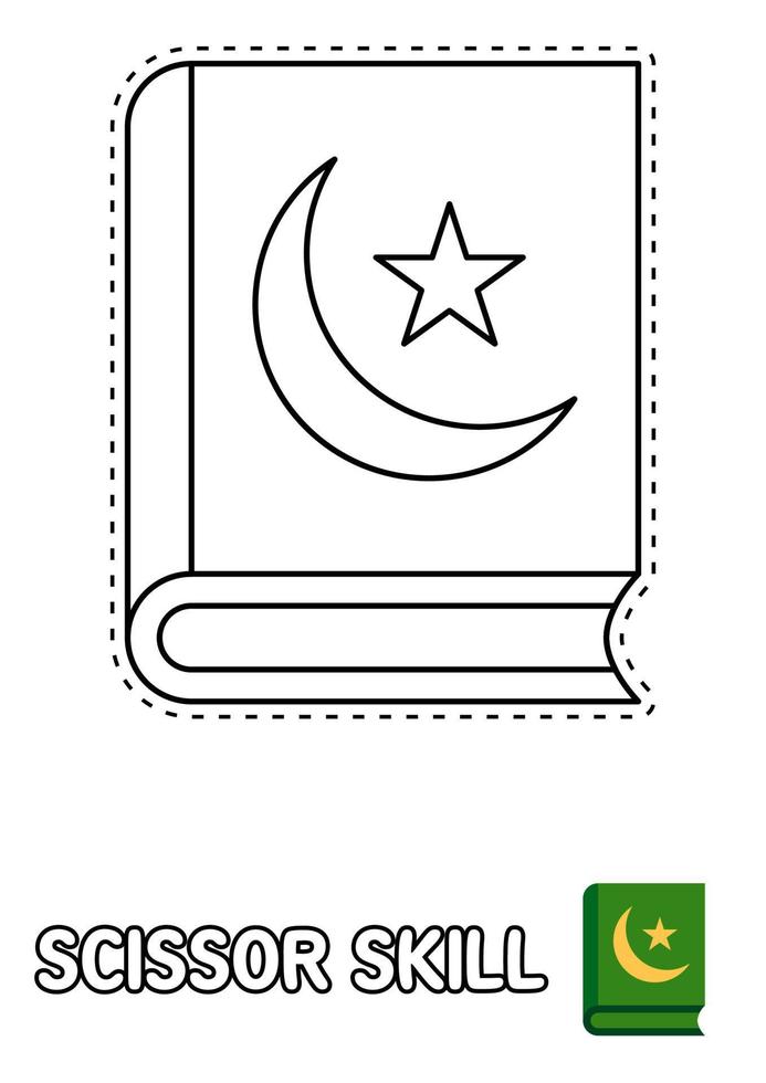 Scissor skill page with Quran for kids vector