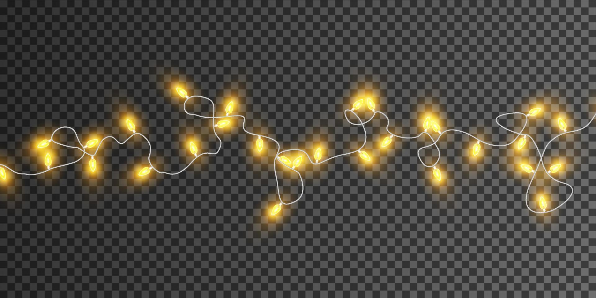 Golden or yellow Christmas glowing garlands. vector