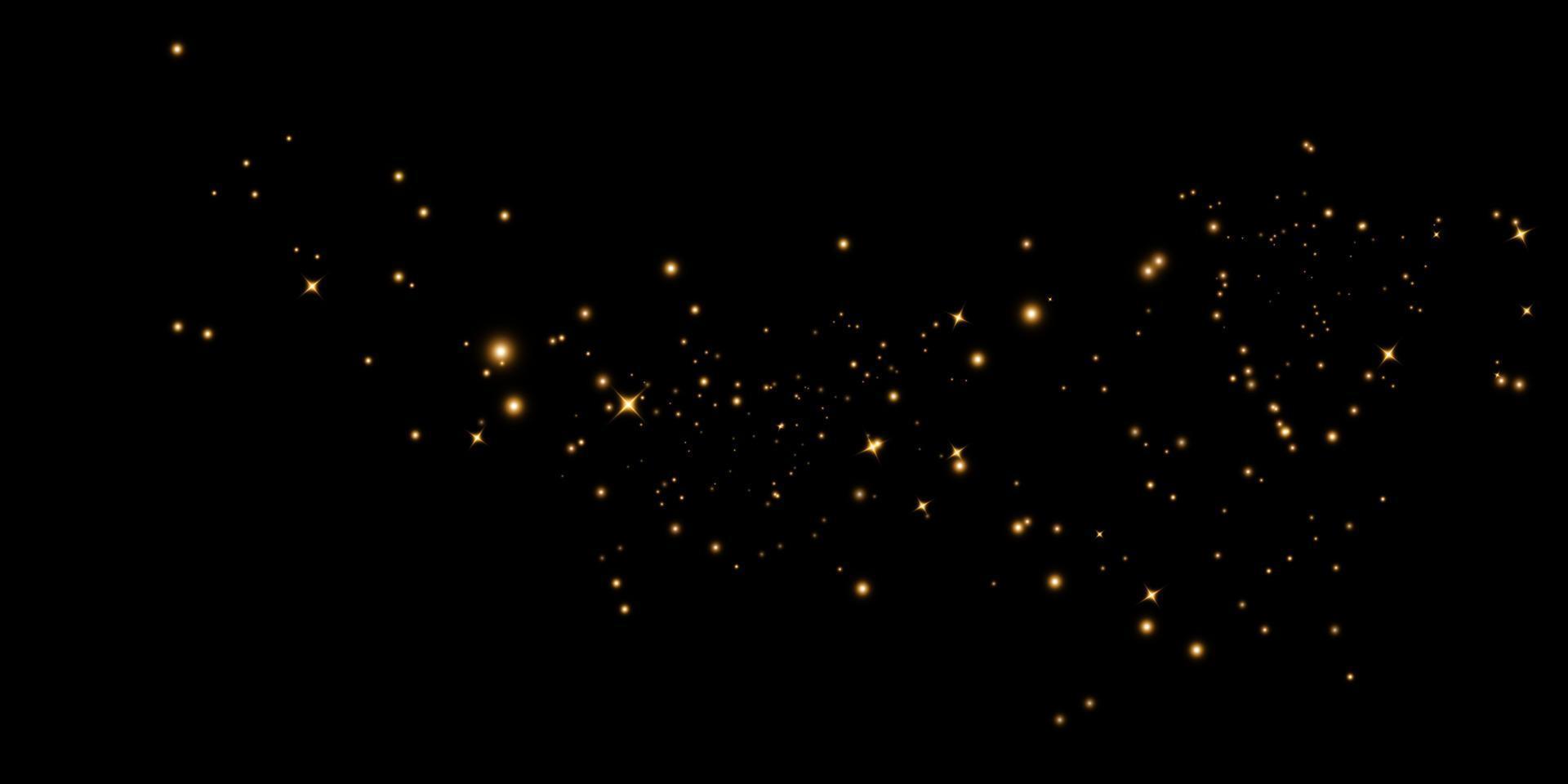 Golden bokeh lights with glowing particles. vector