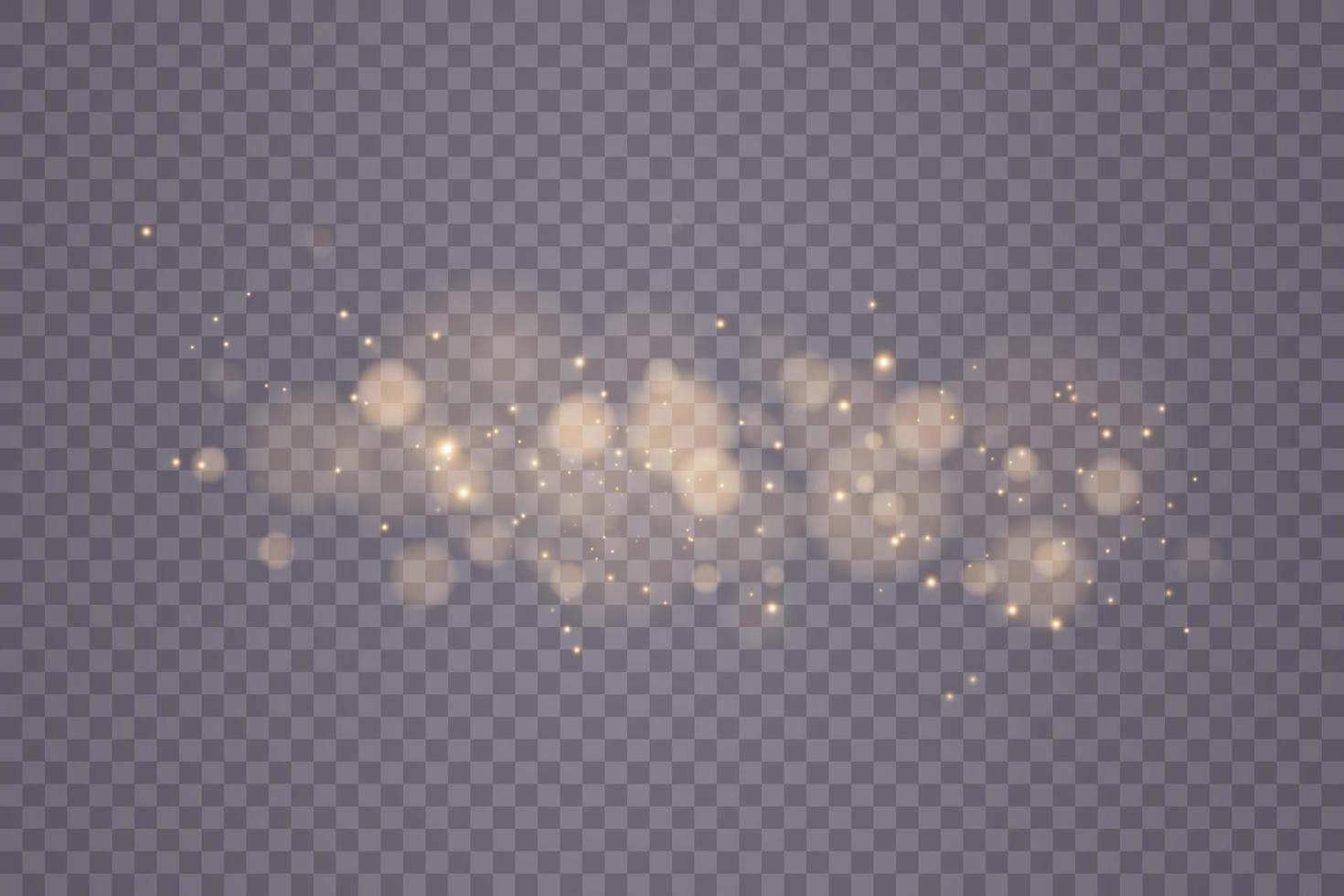 Golden bokeh lights with glowing particles. vector
