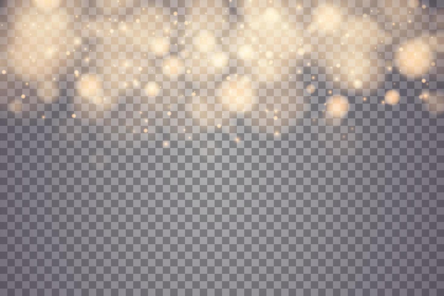 Light abstract golden glowing bokeh lights. Light bokeh effect. Christmas background from shining dust. Christmas concept flare sparkle. vector