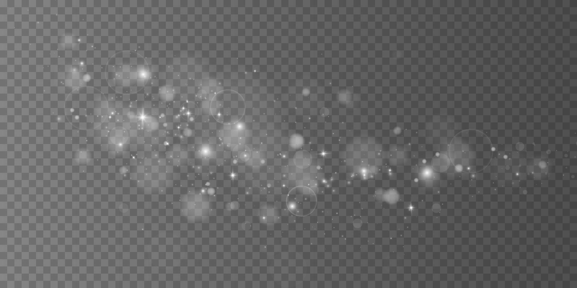 Light abstract glowing bokeh lights. Light bokeh effect isolated on transparent background. Christmas background from shining dust. Christmas concept flare sparkle. vector