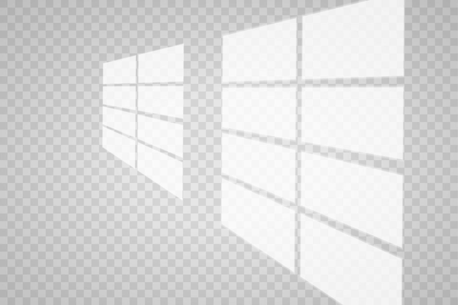 Transparent overlay windows and blinds shadow. Realistic light effect of shadows and natural lighting. vector