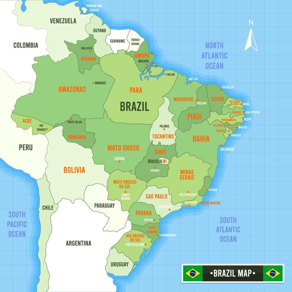 Map Of Brazil Country vector