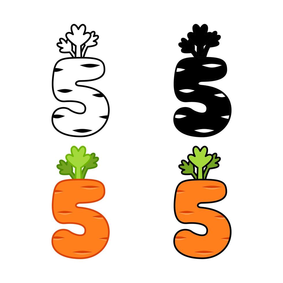 Number 5 in flat style isolated vector
