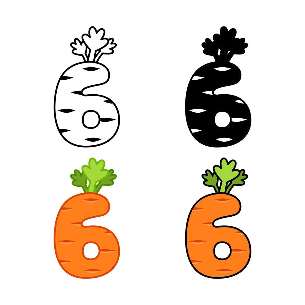 Number 6 in flat style isolated vector