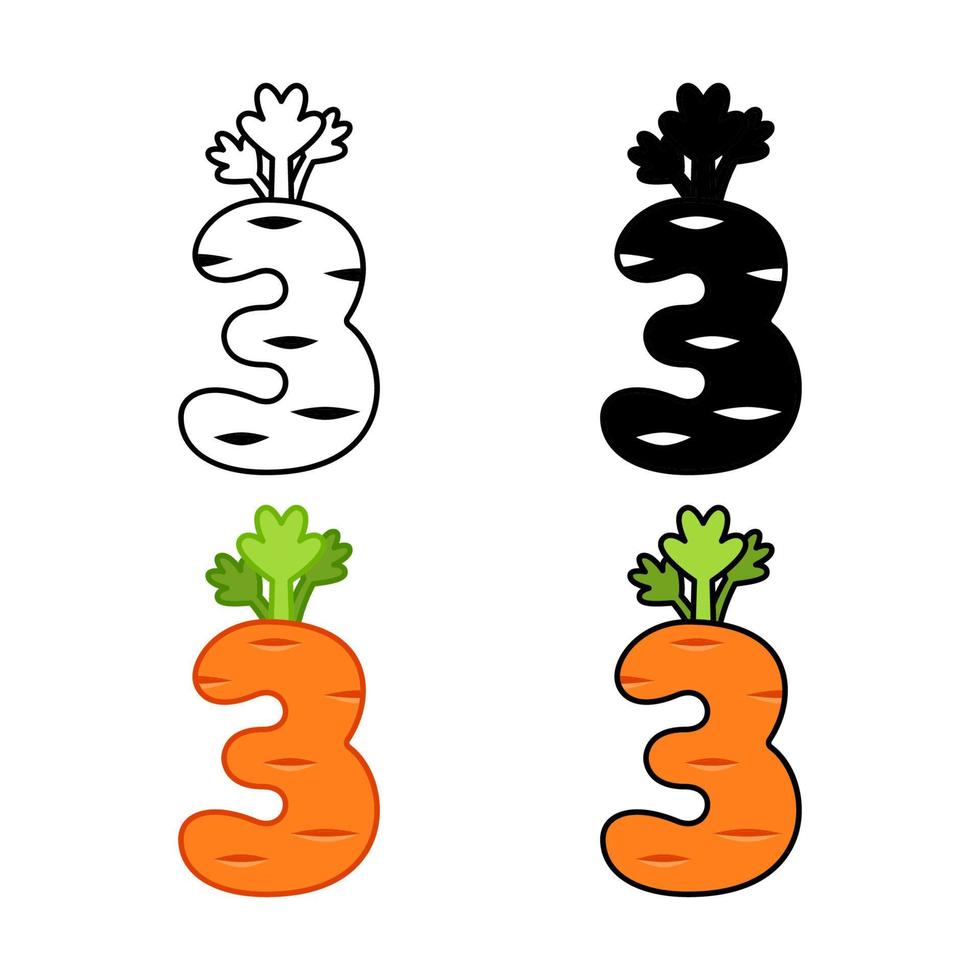 Number 3 in flat style isolated vector