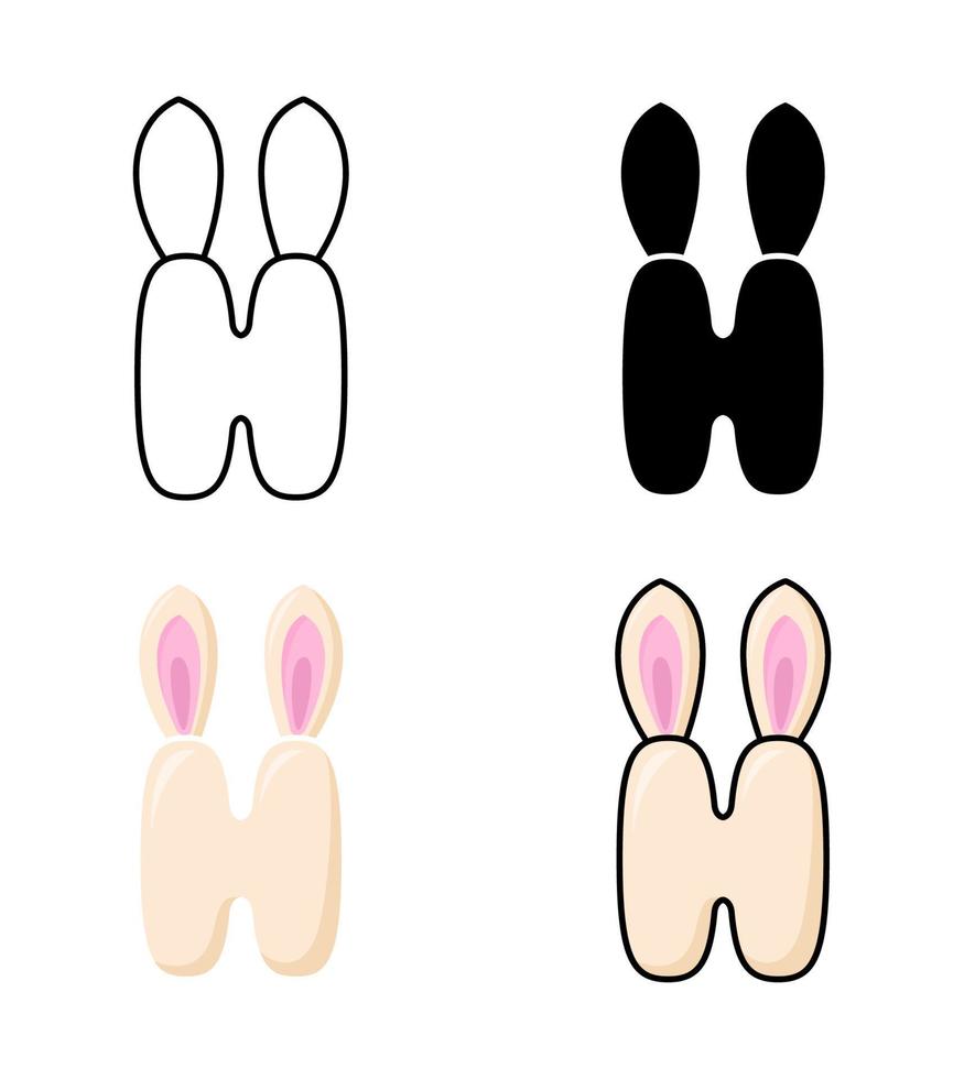 Alphabet H in flat style isolated vector