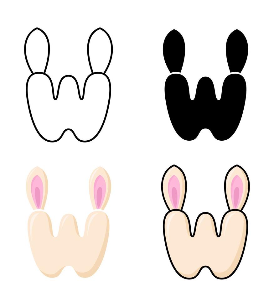Alphabet W in flat style isolated vector