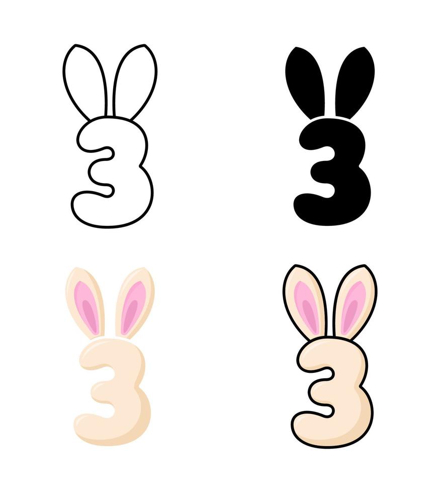 Number 3 in flat style isolated vector