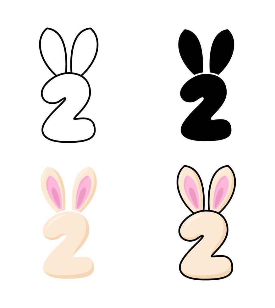Number 2 in flat style isolated vector