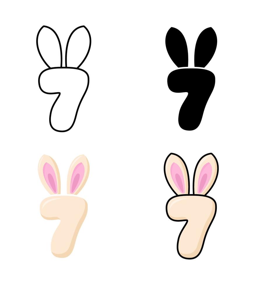 Number 7 in flat style isolated vector