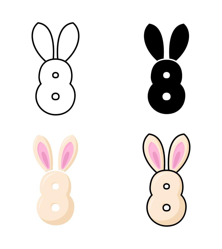 Number 8 in flat style isolated vector