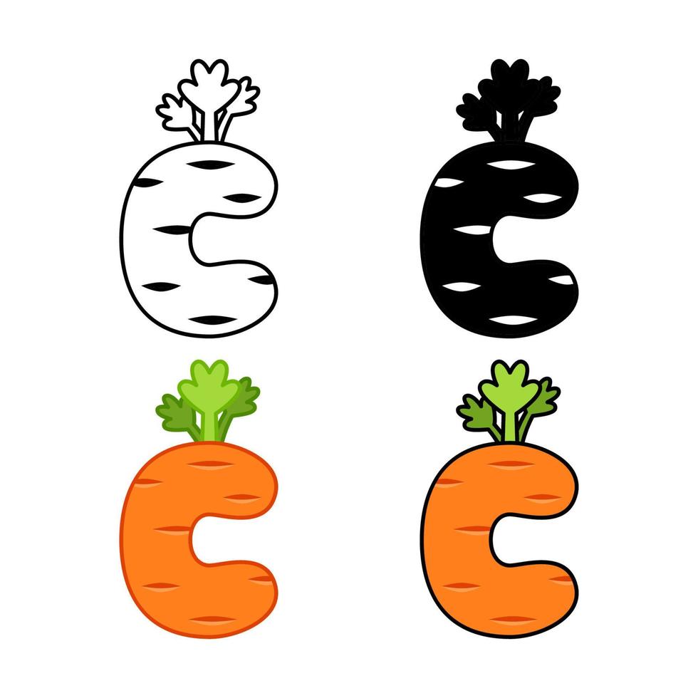 alfabeto c en estilo plano aislado vector