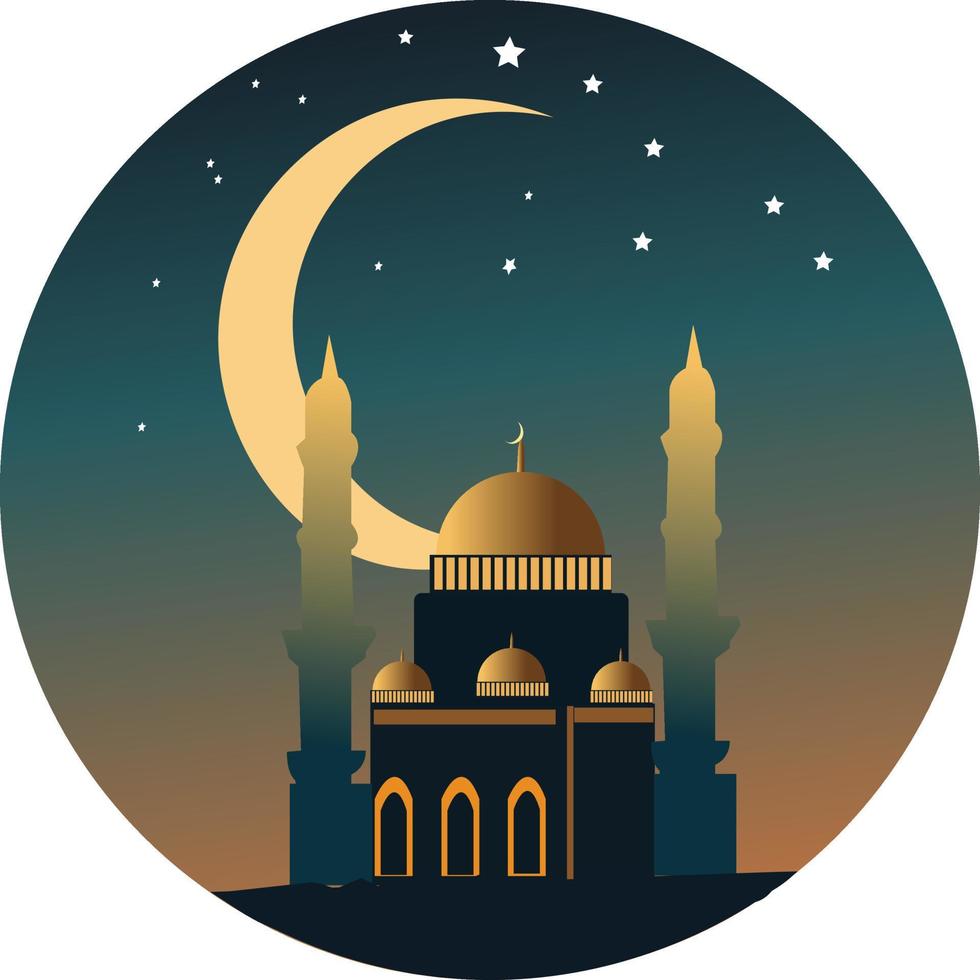 Eid Mubarak Muslim moon icon vector