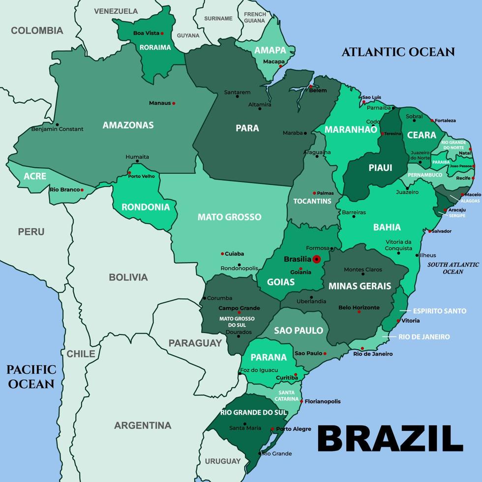 Brazil Detailed Map vector