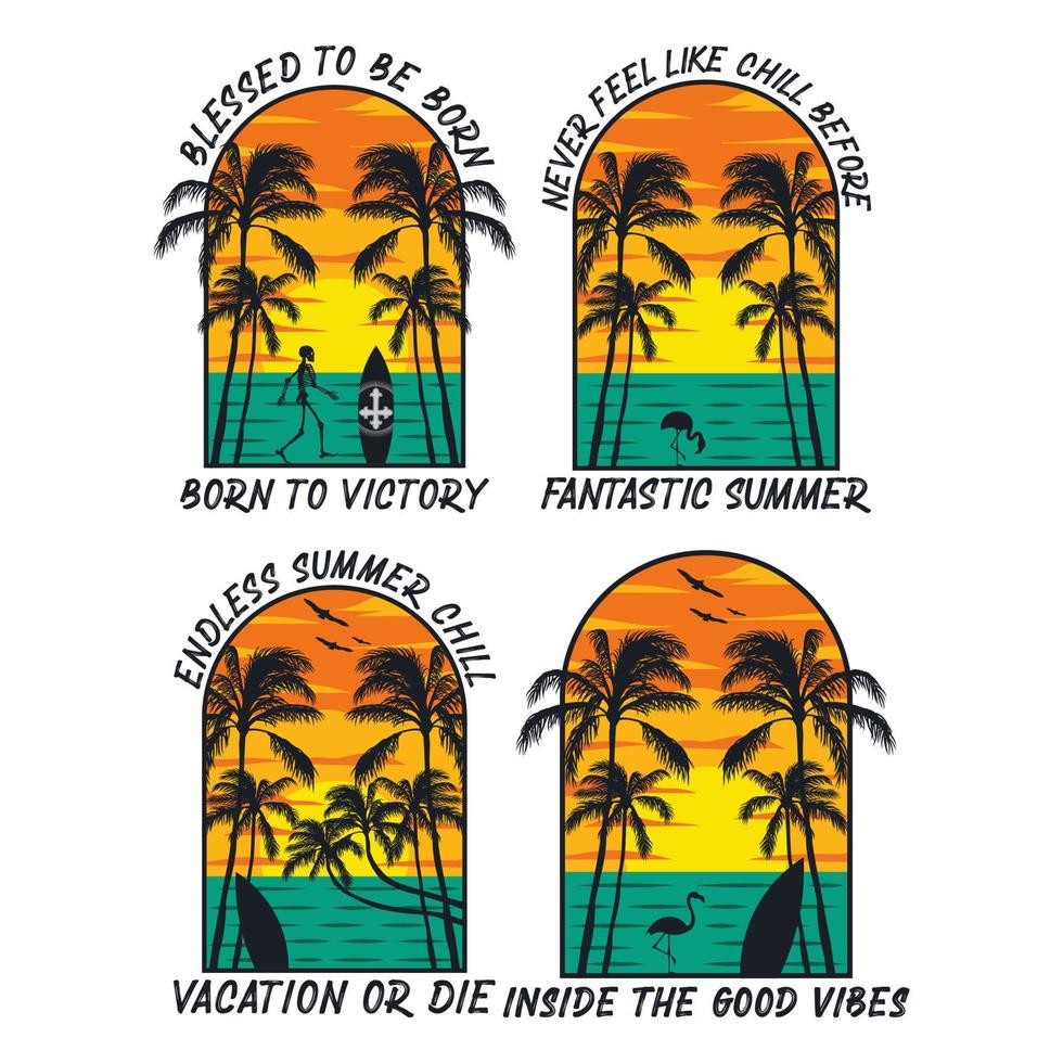 Summer time on the beach artwork design collection 22052620 Vector Art