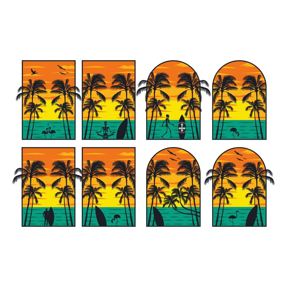 Summer time on the beach artwork design collection 22052625 Vector Art