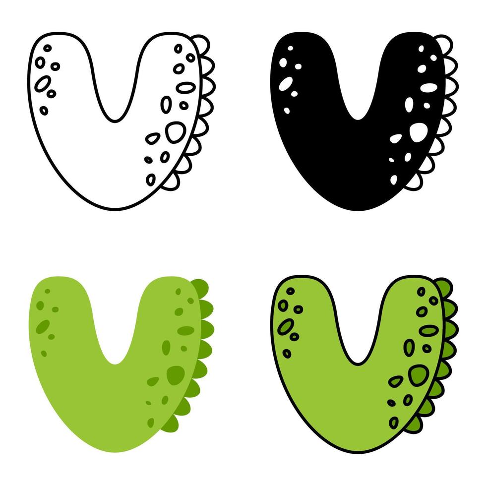 alfabeto v en estilo plano aislado vector