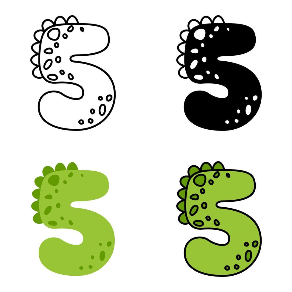 número 5 en estilo plano aislado vector