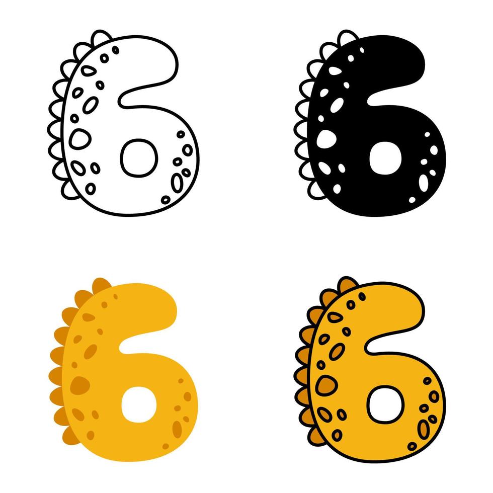 número 6 en estilo plano aislado vector