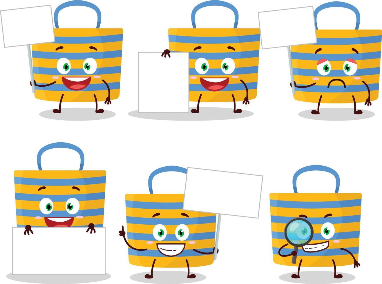 Beach bag cartoon character bring information board vector