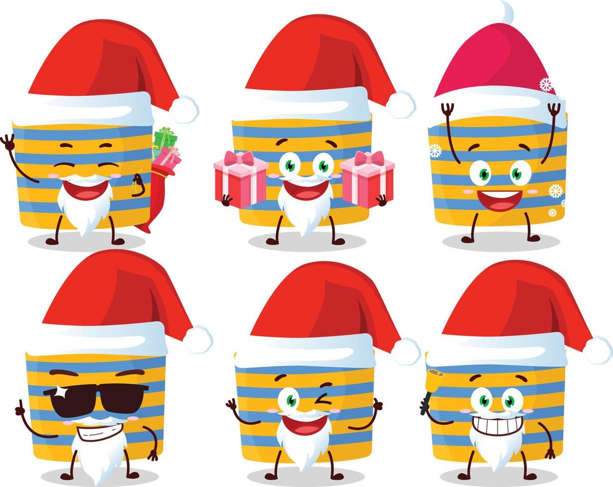 Papa Noel claus emoticones con playa bolso dibujos animados personaje vector