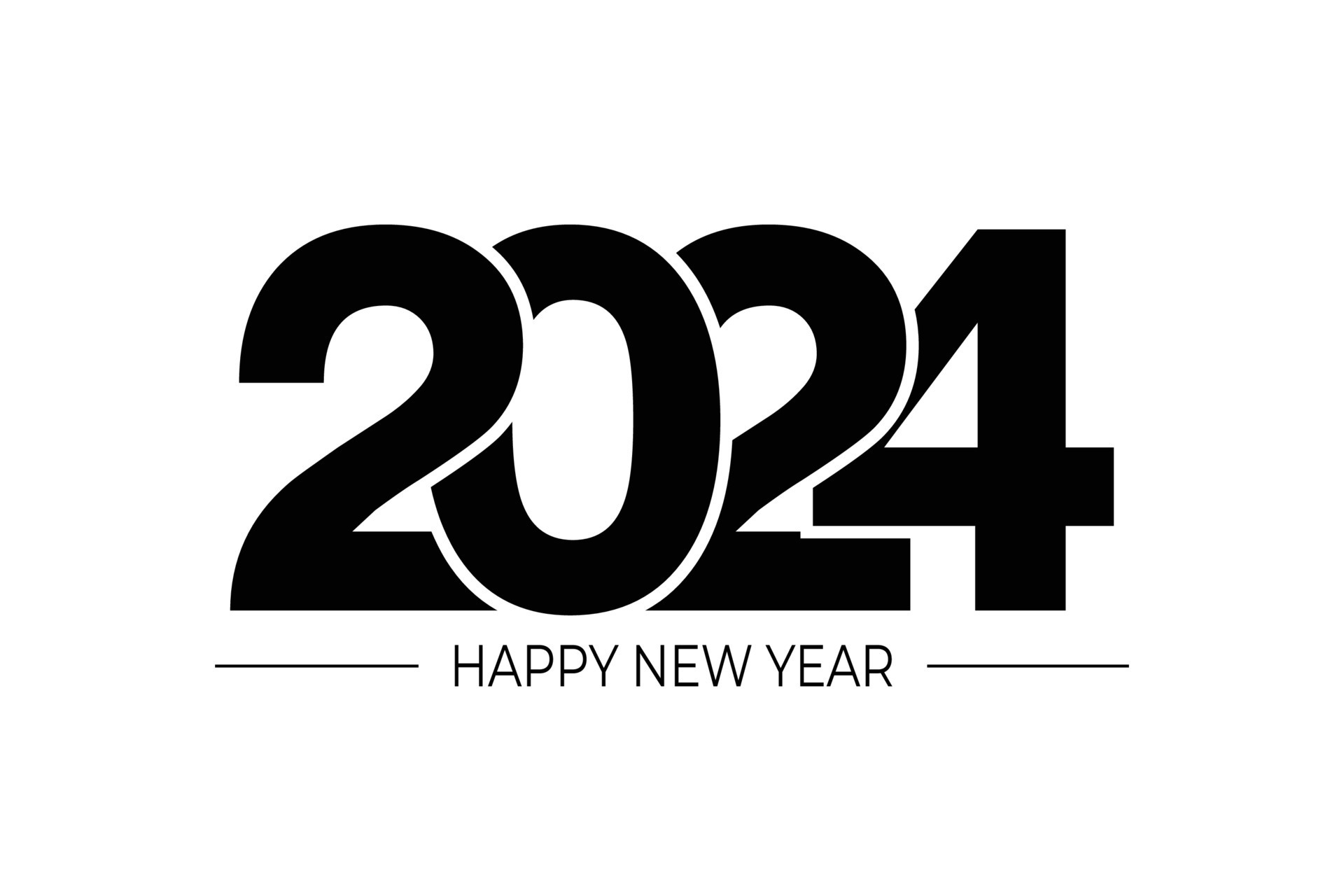 Happy New Year 2024 text design. for Brochure design template, card ...