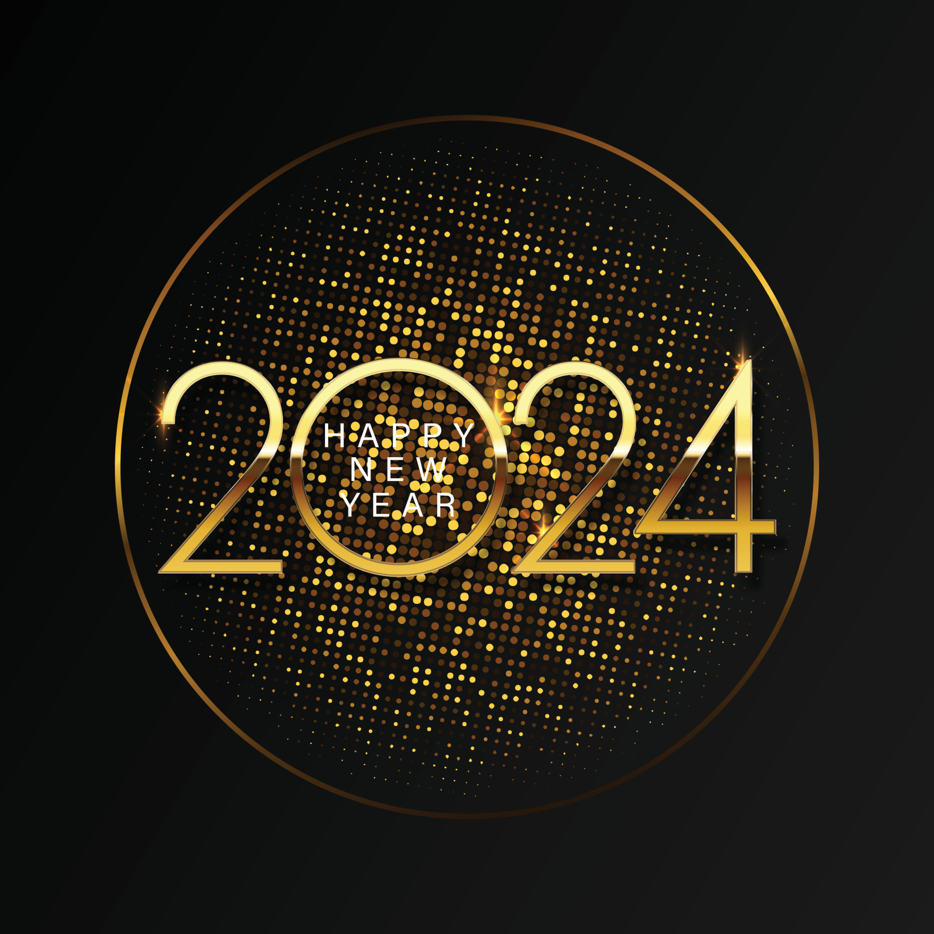 2024 Happy New Year and Merry Christmas Abstract shiny color gold
