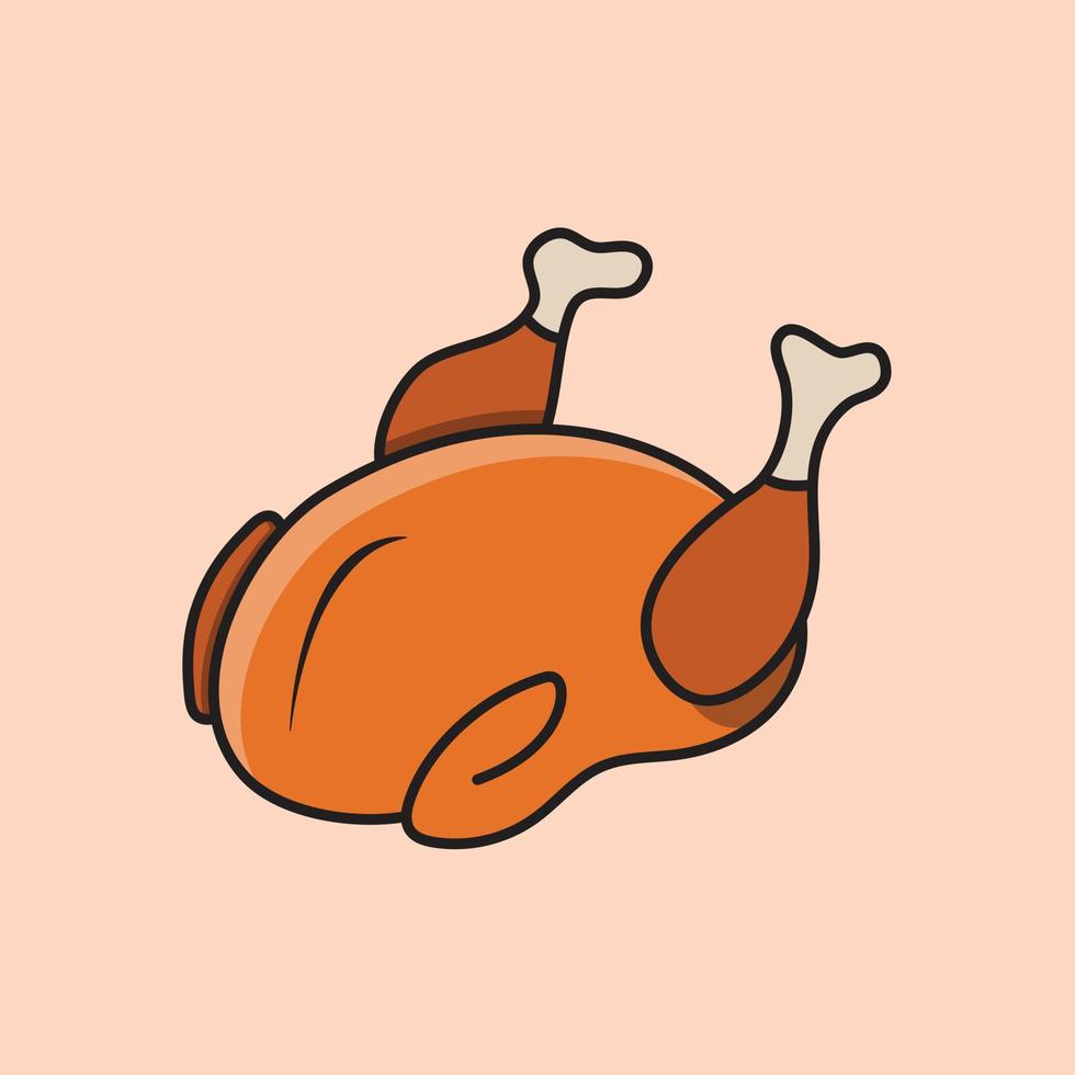 Illustration of Roast Chicken Vector Drawing