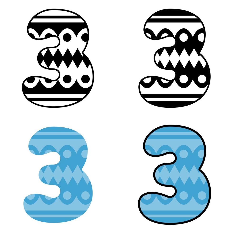 Number 3 in flat style isolated vector