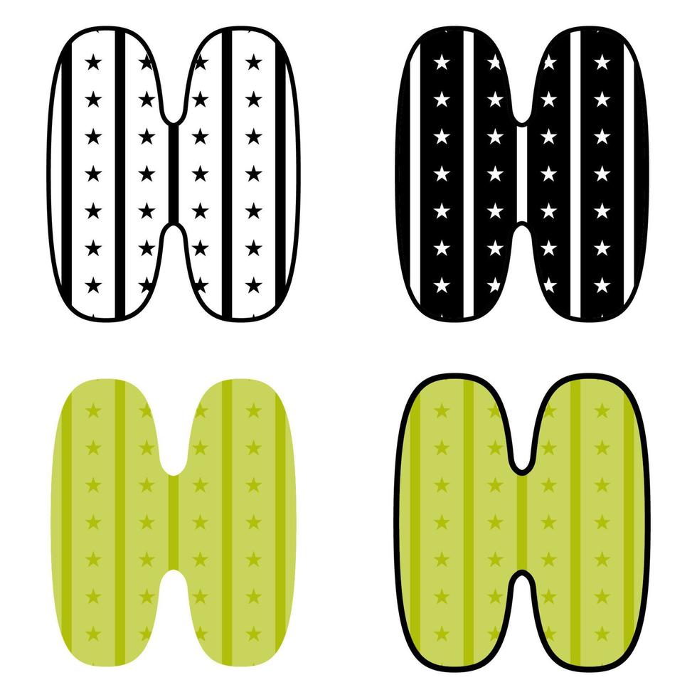 Alphabet H in flat style isolated vector