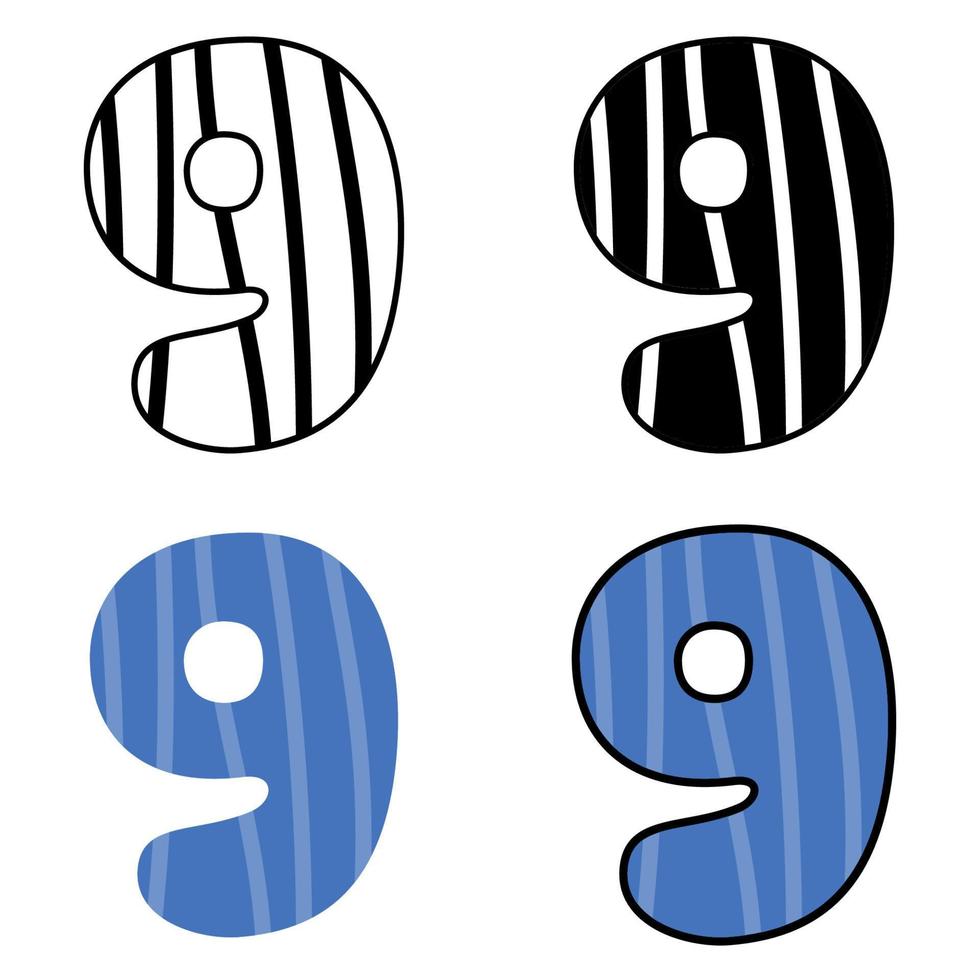 Number 9 in flat style isolated vector